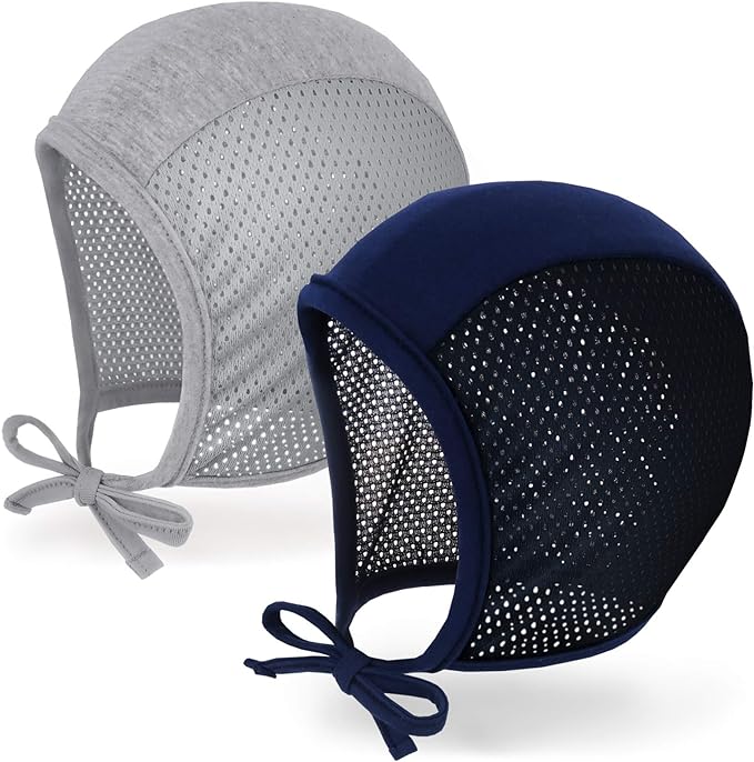 Soft baby hat used to help protect hearing aids